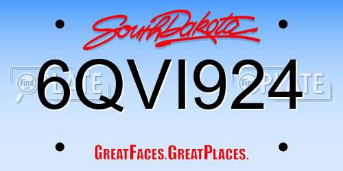 6QVI924 South Dakota License Plate