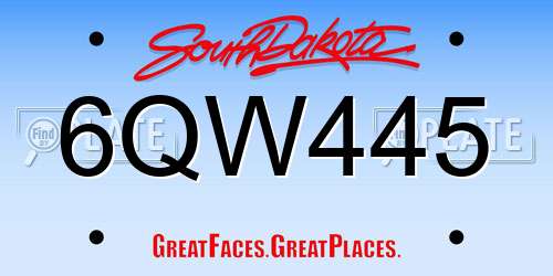 6QW445 South Dakota License Plate