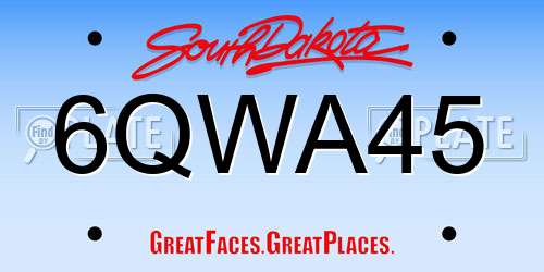 6QWA45 South Dakota License Plate