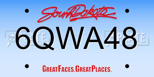 6QWA48 South Dakota License Plate