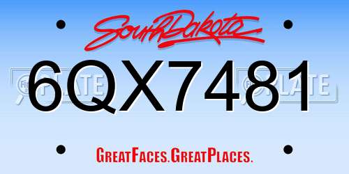 6QX7481 South Dakota License Plate