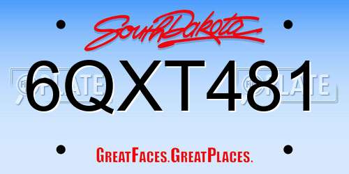 6QXT481 South Dakota License Plate