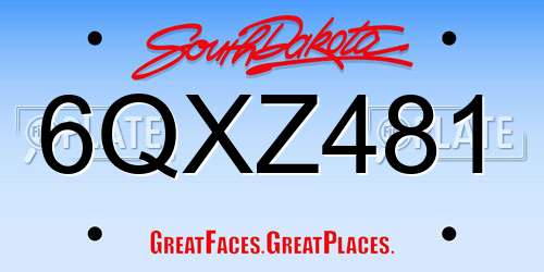 6QXZ481 South Dakota License Plate