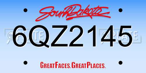 6QZ2145 South Dakota License Plate
