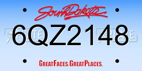 6QZ2148 South Dakota License Plate