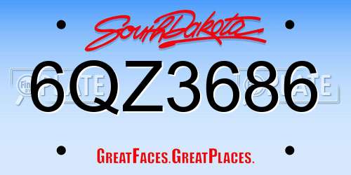 6QZ3686 South Dakota License Plate