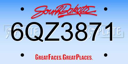 6QZ3871 South Dakota License Plate