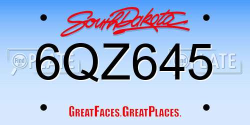 6QZ645 South Dakota License Plate