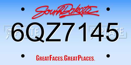 6QZ7145 South Dakota License Plate