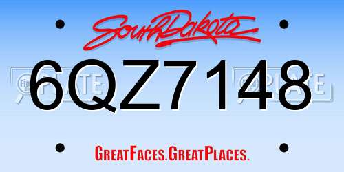 6QZ7148 South Dakota License Plate