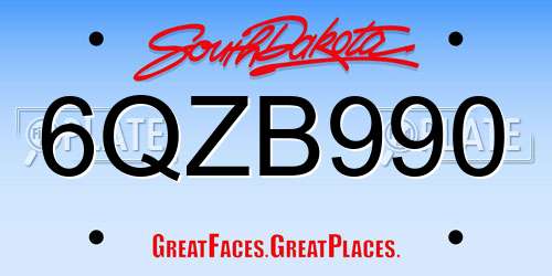 6QZB990 South Dakota License Plate