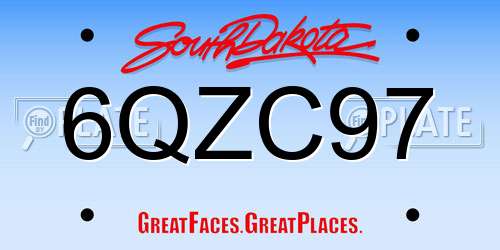 6QZC97 South Dakota License Plate