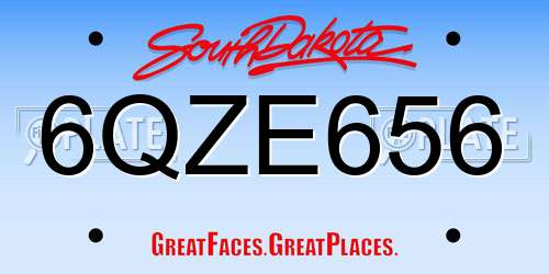 6QZE656 South Dakota License Plate
