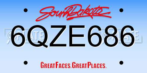 6QZE686 South Dakota License Plate