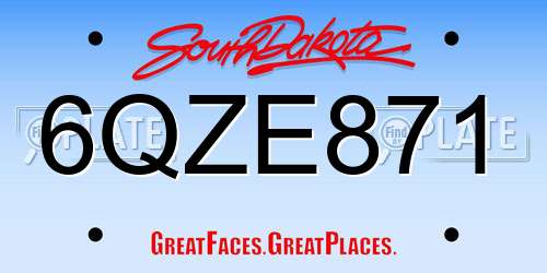 6QZE871 South Dakota License Plate