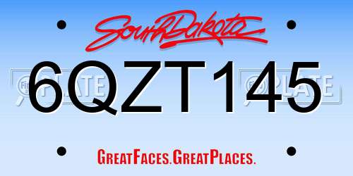 6QZT145 South Dakota License Plate