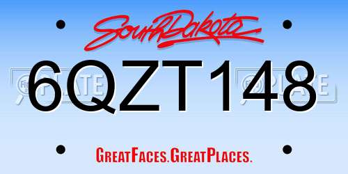 6QZT148 South Dakota License Plate