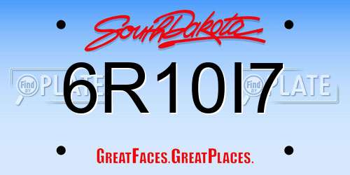 6R10I7 South Dakota License Plate