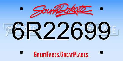 6R22699 South Dakota License Plate
