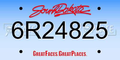 6R24825 South Dakota License Plate