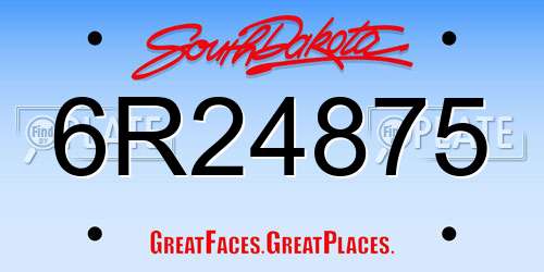 6R24875 South Dakota License Plate
