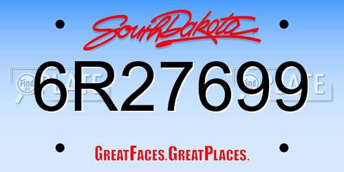 6R27699 South Dakota License Plate