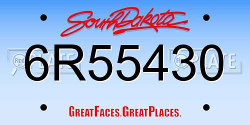 6R55430 South Dakota License Plate