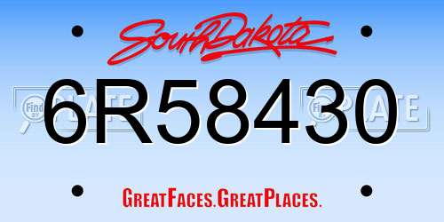 6R58430 South Dakota License Plate