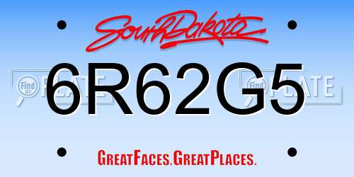6R62G5 South Dakota License Plate