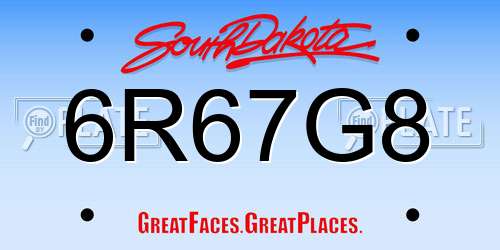 6R67G8 South Dakota License Plate
