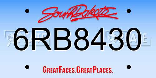 6RB8430 South Dakota License Plate
