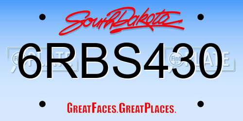 6RBS430 South Dakota License Plate