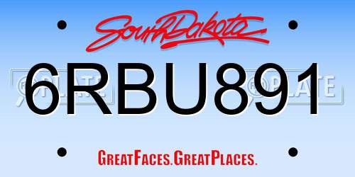 6RBU891 South Dakota License Plate