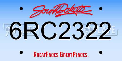 6RC2322 South Dakota License Plate