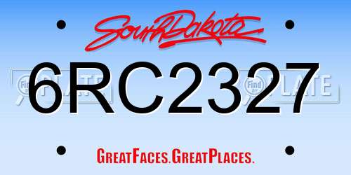 6RC2327 South Dakota License Plate