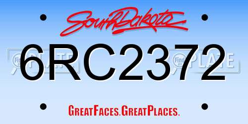 6RC2372 South Dakota License Plate