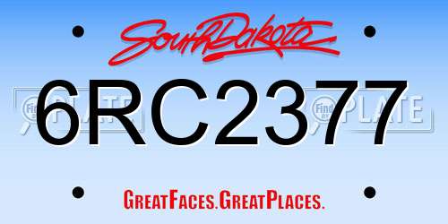 6RC2377 South Dakota License Plate
