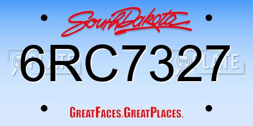 6RC7327 South Dakota License Plate