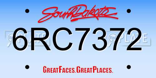 6RC7372 South Dakota License Plate