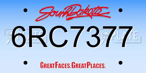 6RC7377 South Dakota License Plate