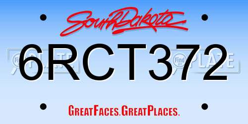 6RCT372 South Dakota License Plate