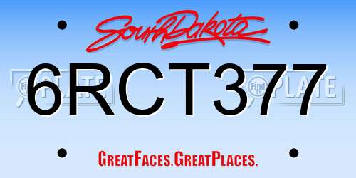 6RCT377 South Dakota License Plate