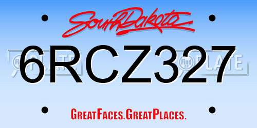 6RCZ327 South Dakota License Plate
