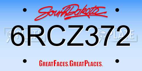 6RCZ372 South Dakota License Plate