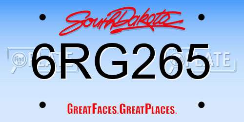 6RG265 South Dakota License Plate