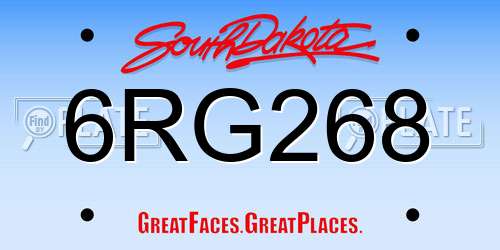 6RG268 South Dakota License Plate