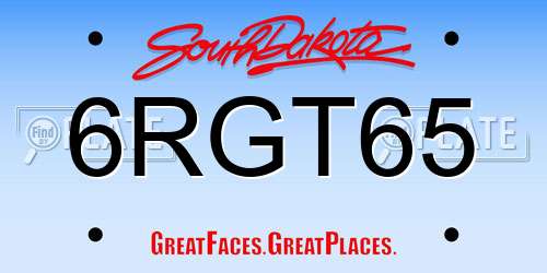 6RGT65 South Dakota License Plate