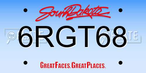 6RGT68 South Dakota License Plate