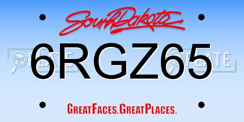 6RGZ65 South Dakota License Plate
