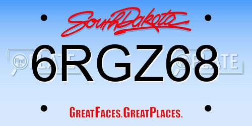 6RGZ68 South Dakota License Plate